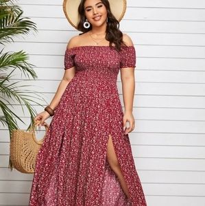NWT maxi off the shoulder dress with slit